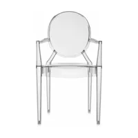 chaise avec accoudoirs grise louis ghost - kartell