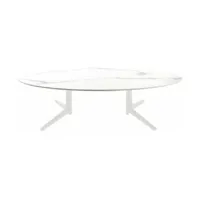 table basse ovale effet marbre blanc 192x118 multiplo - kartell