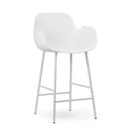 chaise de bar avec accoudoirs en acier et pp blanc 75 cm form - normann copenhagen