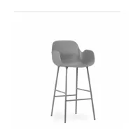 chaise de bar avec accoudoirs en acier et pp gris 75 cm form - normann copenhagen