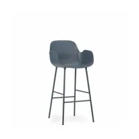 chaise de bar avec accoudoirs en acier et pp bleu 75 cm form - normann copenhagen
