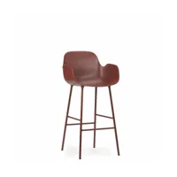 chaise de bar avec accoudoirs en acier et pp rouge 75 cm form - normann copenhagen