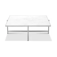 table basse en marbre blanc et piètements en acier inoxydable coffee 90 - handvärk