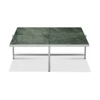 table basse en marbre vert et piètements en acier inoxydable 90 - handvärk