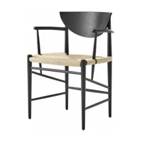 chaise avec accoudoirs en bois noir hm4 drawn - &tradition