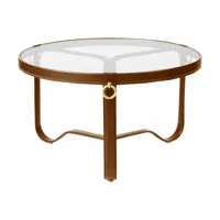 table basse circulaire cuir marron 70 cm adnet - gubi