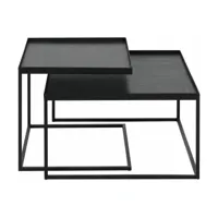 2 tables basses en métal carrées à plateaux s et l - ethnicraft accessories