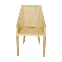 fauteuil de table en rotin naturel piétement teck saïgon - kok