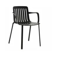 chaise avec accoudoirs en aluminium noir plato - magis