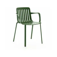chaise avec accoudoirs en aluminium vert plato - magis