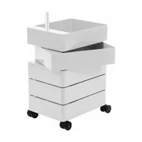 caisson sur roulettes 5 tiroirs gris avec roues noires 360° container - magis