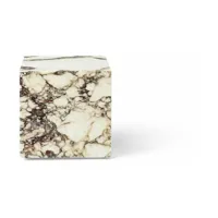 table d'appoint cube en marbre beige et marron plinth cubic - audo