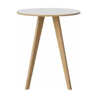 table haute ronde en stratifié blanc et chêne massif huilé 90 cm new mood - bolia