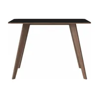 table haute en stratifié fenix noir et noyer massif huilé 75 x 150 cm new mood - boli