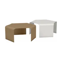 2 tables basses en acier blanc et sable ponant - matière grise