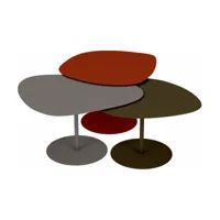 3 tables basses gigognes terracotta, taupe et bronze galet - matière grise