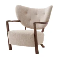 fauteuil lounge en noyer huilé et laine beige 85 x 85 x 84 cm wulff atd2 - &tradition