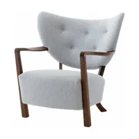 fauteuil lounge en noyer huilé et laine gris clair 85 x 85 x 84 cm wulff atd2 - &trad