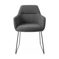 chaise grise foncée shadow avec pieds élégants en métal noir kinko - jesper home