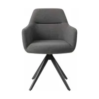 chaise grise foncée shadow avec pieds rotatifs en métal noir kinko - jesper home