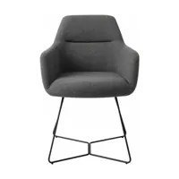 chaise grise foncée shadow avec pieds hexagones en métal noir kinko - jesper home
