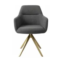 chaise grise foncée shadow avec pieds rotatifs en métal doré kinko - jesper home