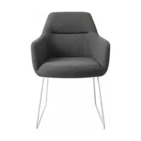 chaise grise foncée shadow avec pieds élégants en métal blanc - jesper home