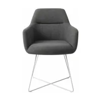 chaise grise foncée shadow avec pieds croisés en métal blanc - jesper home
