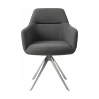 chaise grise foncée shadow avec pieds rotatifs en métal argenté - jesper home