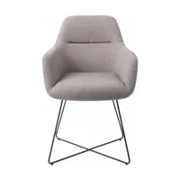 chaise grise earl grey avec pieds croisés en métal noir kinko - jesper home