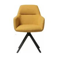 chaise jaune dijon avec pieds rotatifs en métal noir kinko - jesper home