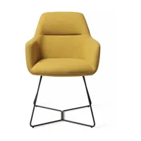 chaise jaune dijon avec pieds hexagones en métal noir kinko - jesper home