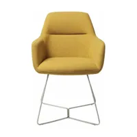 chaise jaune dijon avec pieds hexagones en métal argenté kinko - jesper home