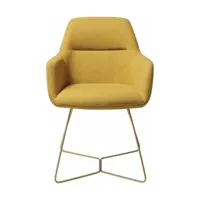 chaise jaune dijon avec pieds hexagones en métal doré kinko - jesper home