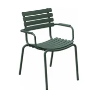 chaise en plastique recyclé et aluminium vert olive reclips - houe