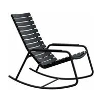 rocking chair en plastique recyclé et aluminium noir reclips - houe