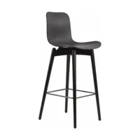 chaise de bar en hêtre noir et coque en polypropylène anthracite 75 cm langue - norr1