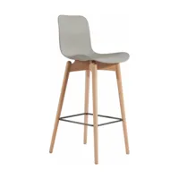 chaise de bar en hêtre naturel et coque en polypropylène gris flint 75 cm langue - no