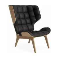 fauteuil en chêne naturel et rembourrage en cuir anthracite mammoth - norr11