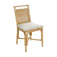 chaise en rotin avec coussin en lin blanc 44 x 92 x 46 riviera - kok