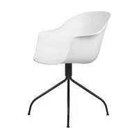 chaise de bureau blanche base noir mate pivotante bat - gubi