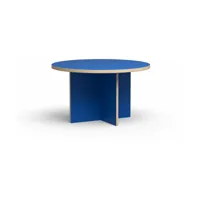 table à manger ronde en bois bleu 129 cm - hkliving