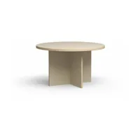 table à manger ronde en bois crème 129 cm - hkliving