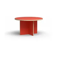table à manger ronde en bois orange 129 cm - hkliving