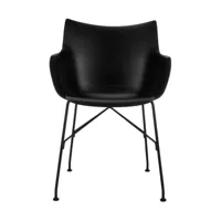 chaise avec accoudoirs noir en bois plaqué q/wood - kartell