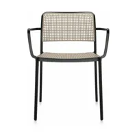 chaise avec accoudoirs sable et noir audrey - kartell