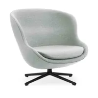 fauteuil bas en aluminium noir et tissu gris hyg - normann copenhagen