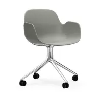 chaise de bureau à roulettes avec accoudoirs en polypropylene grise swivel 4w grey -