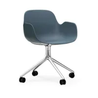 chaise de bureau à roulettes avec accoudoirs en polypropylene bleue swivel 4w bleu -
