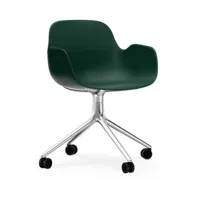 chaise de bureau à roulettes avec accoudoirs en polypropylene verte swivel 4w vert -